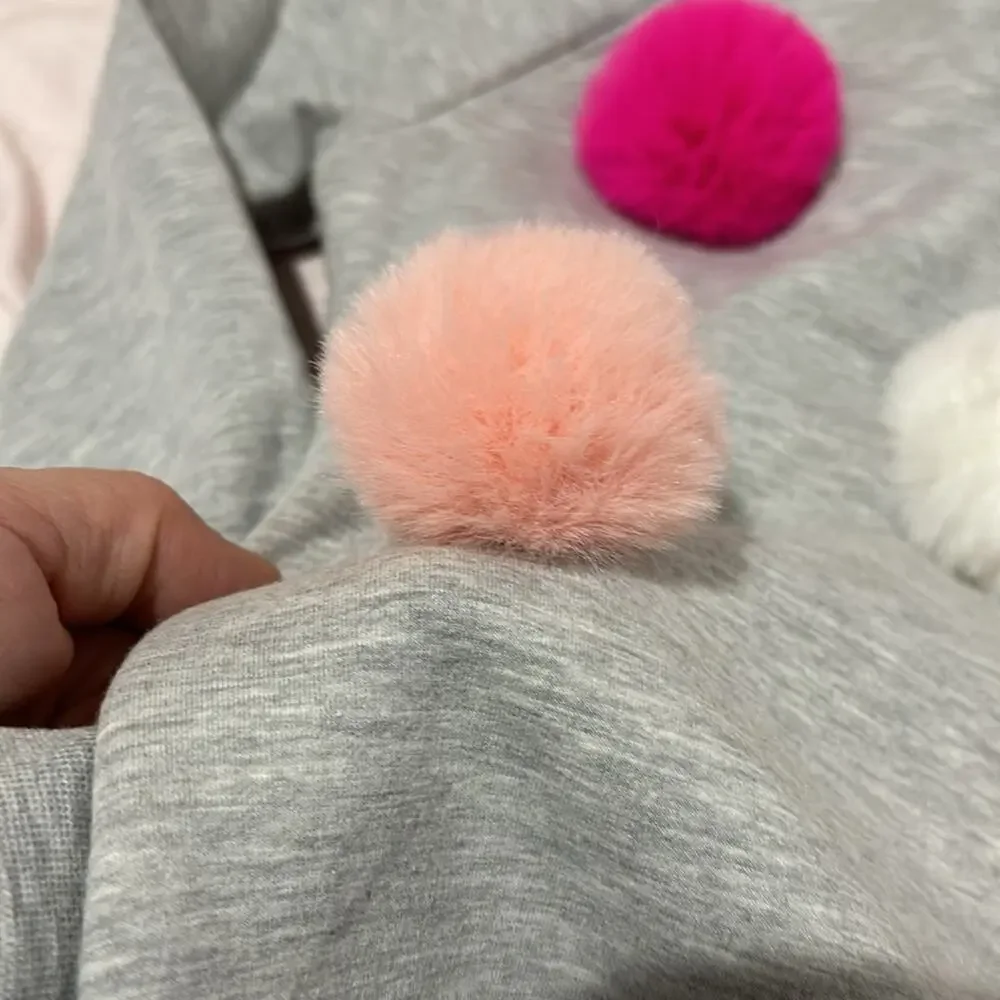 Tucker & Tate 7 grey hi low sweatshirt pompom detail super cute dramatic nwot